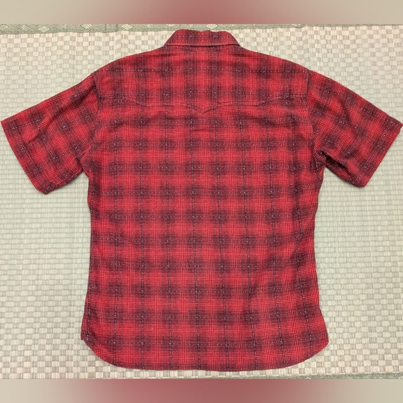 Flat Head & Co. Black Mint Short Sleeve Western Snap Flannel Shirt Men's Size 42 - Picture 2 of 6